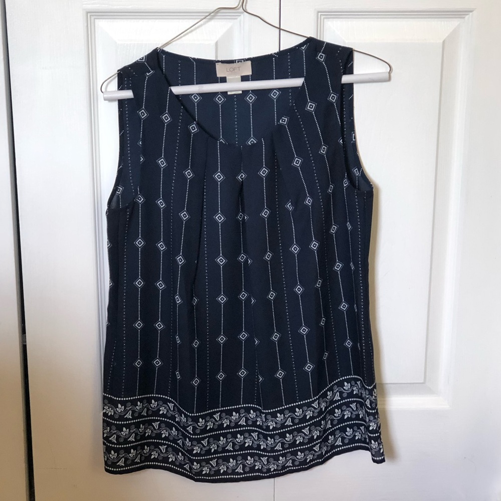 LOFT Blue Patterned Tank Blouse